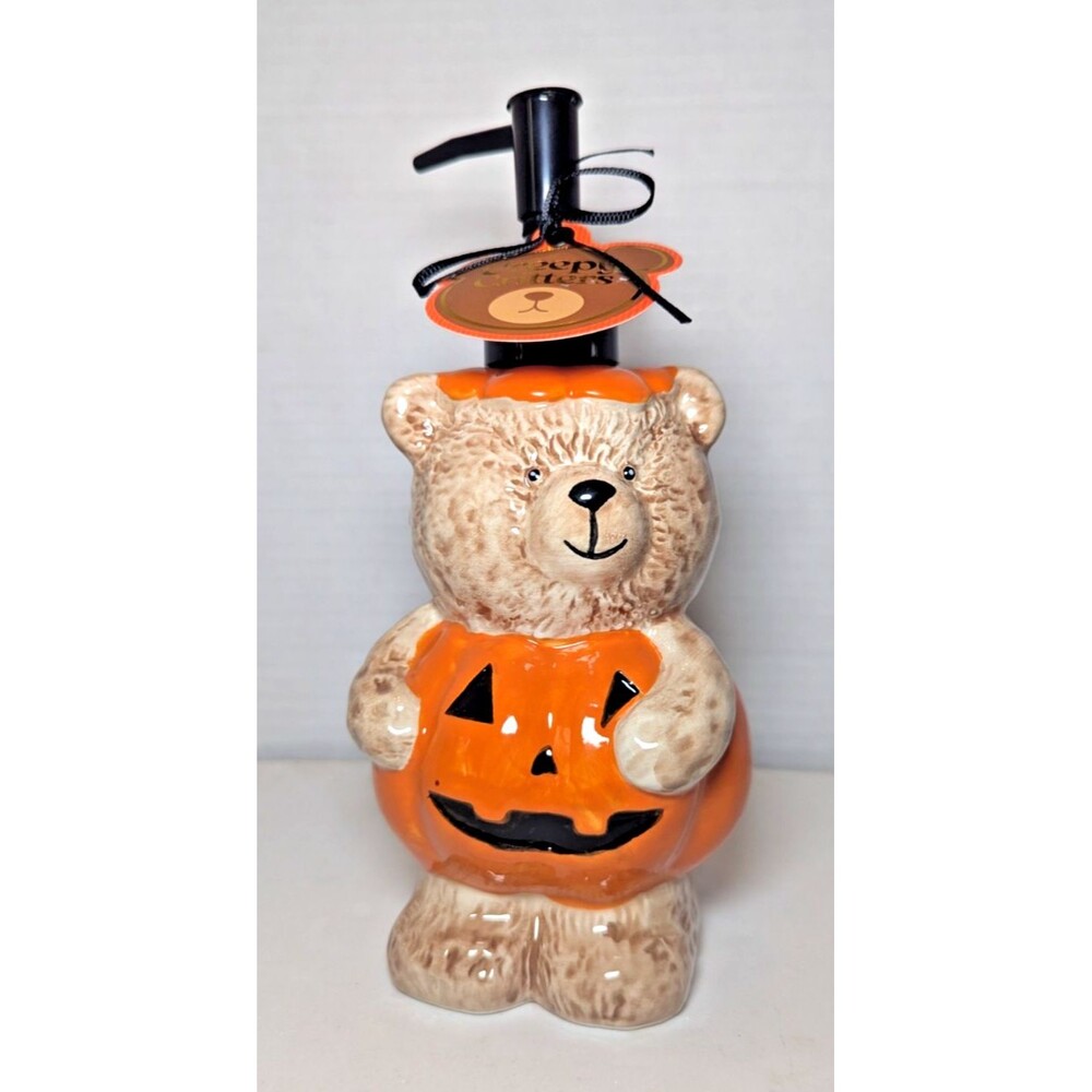 Creepy Critters Teddy Bear Pumpkin Costume Halloween Soap Dispenser Ceramic NEW